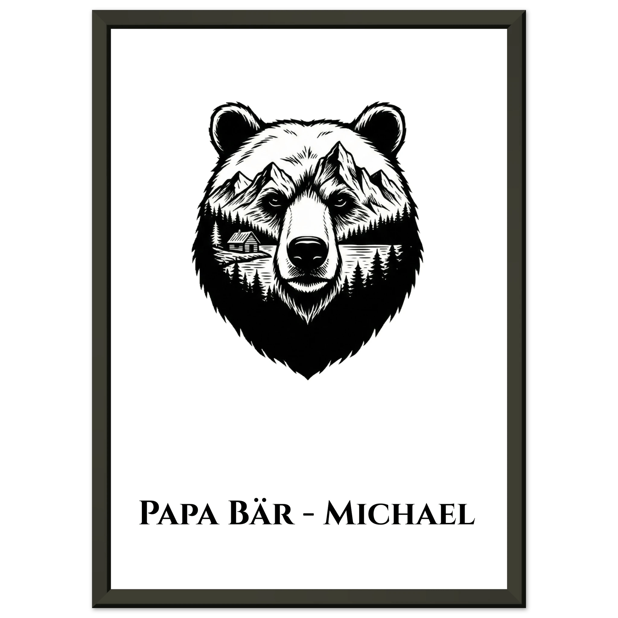 Bären Poster mit Wunschtext – Papa Bär Geschenkidee – Premium Rahmen - Made By Request Store