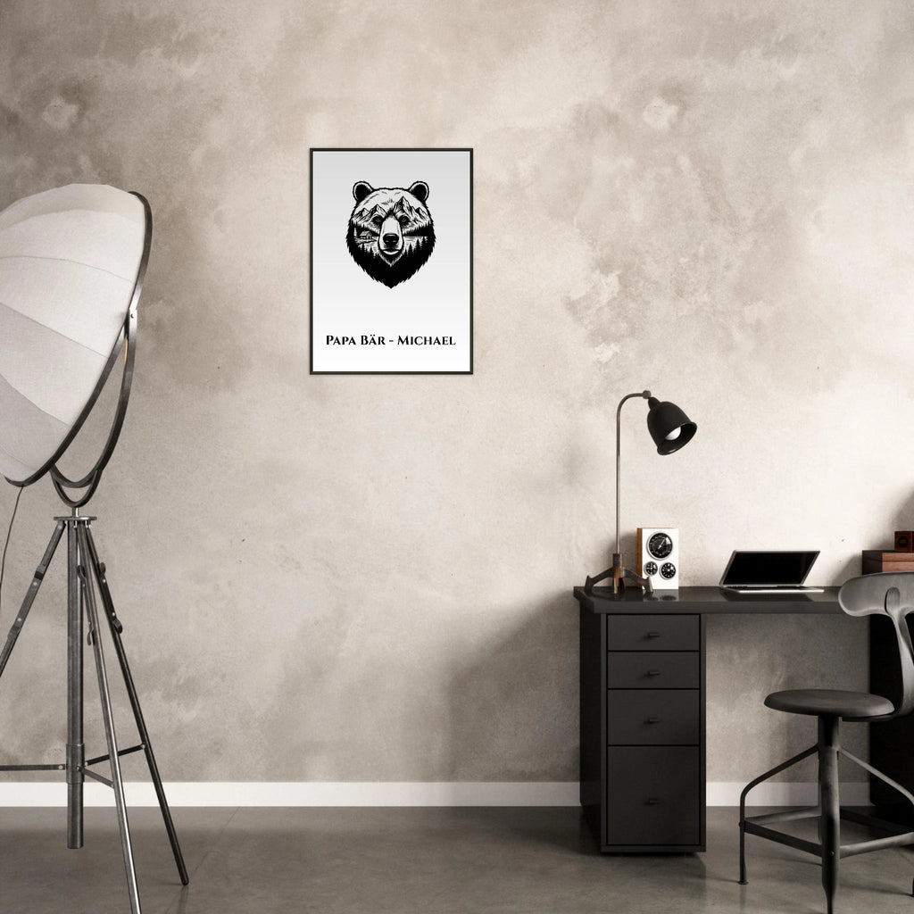 Bären Poster mit Wunschtext – Papa Bär Geschenkidee – Premium Rahmen - Made By Request Store