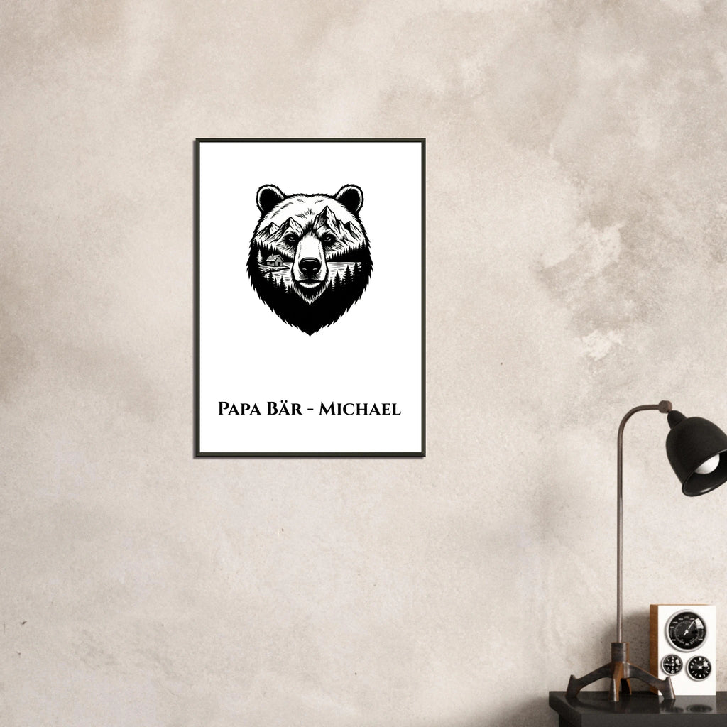Bären Poster mit Wunschtext – Papa Bär Geschenkidee – Premium Rahmen - Made By Request Store