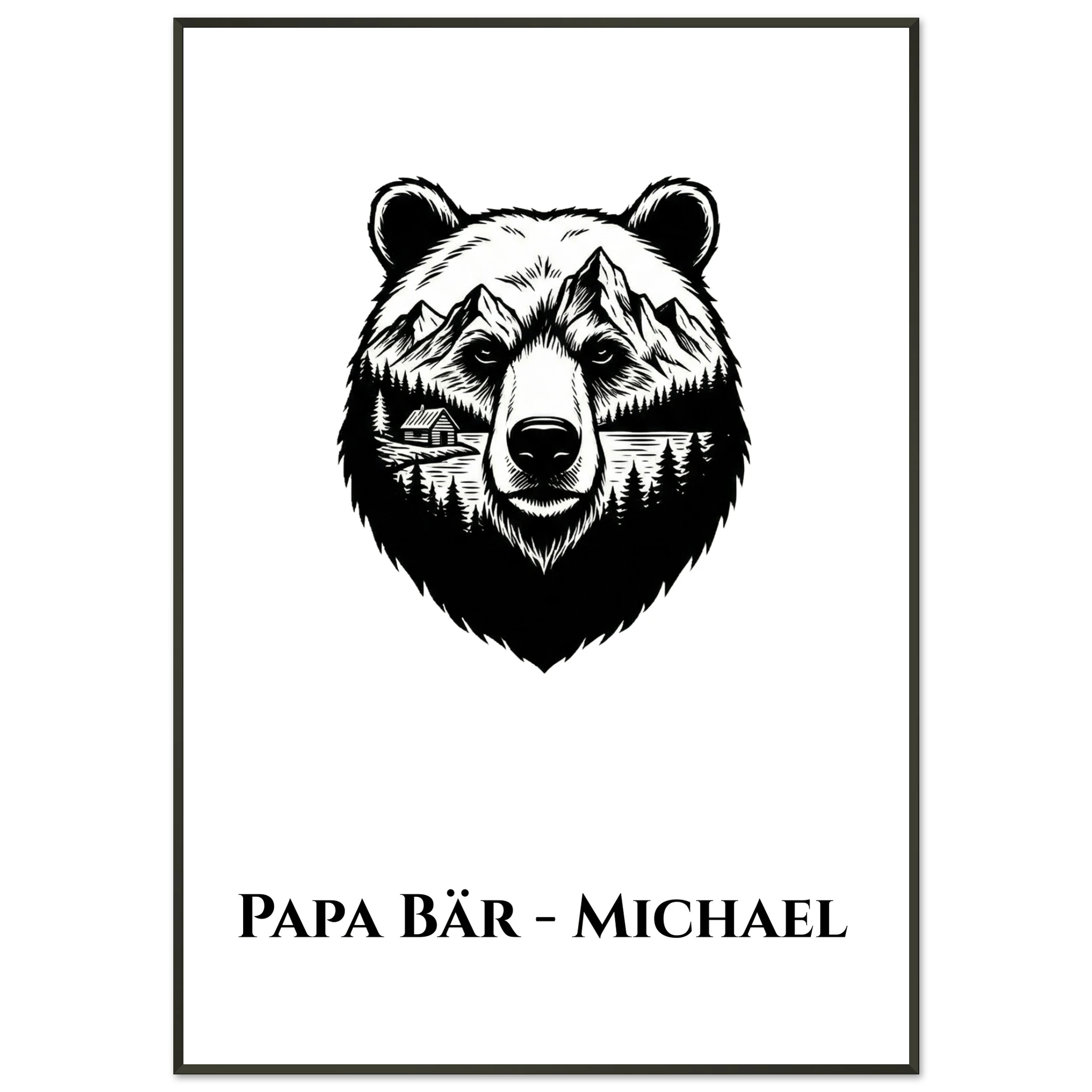 Bären Poster mit Wunschtext – Papa Bär Geschenkidee – Premium Rahmen - Made By Request Store