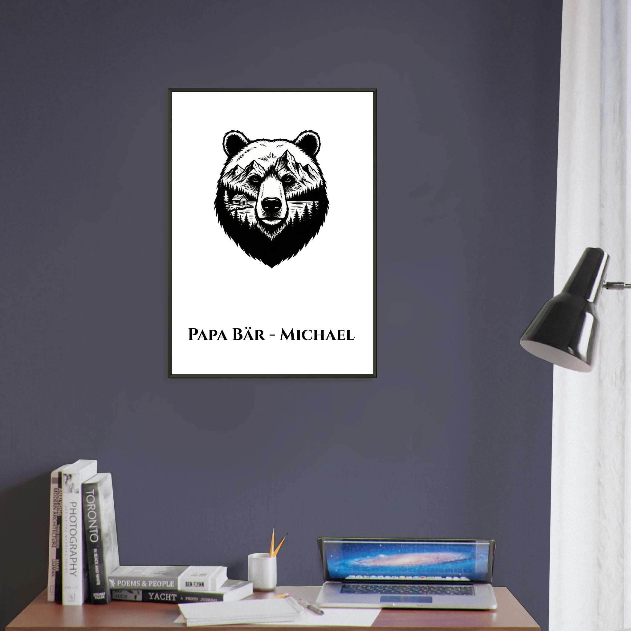 Bären Poster mit Wunschtext – Papa Bär Geschenkidee – Premium Rahmen - Made By Request Store