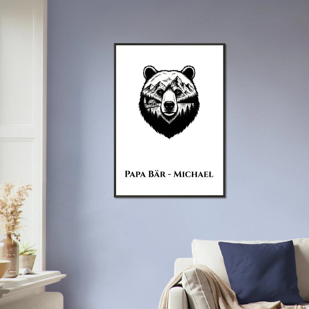 Bären Poster mit Wunschtext – Papa Bär Geschenkidee – Premium Rahmen - Made By Request Store