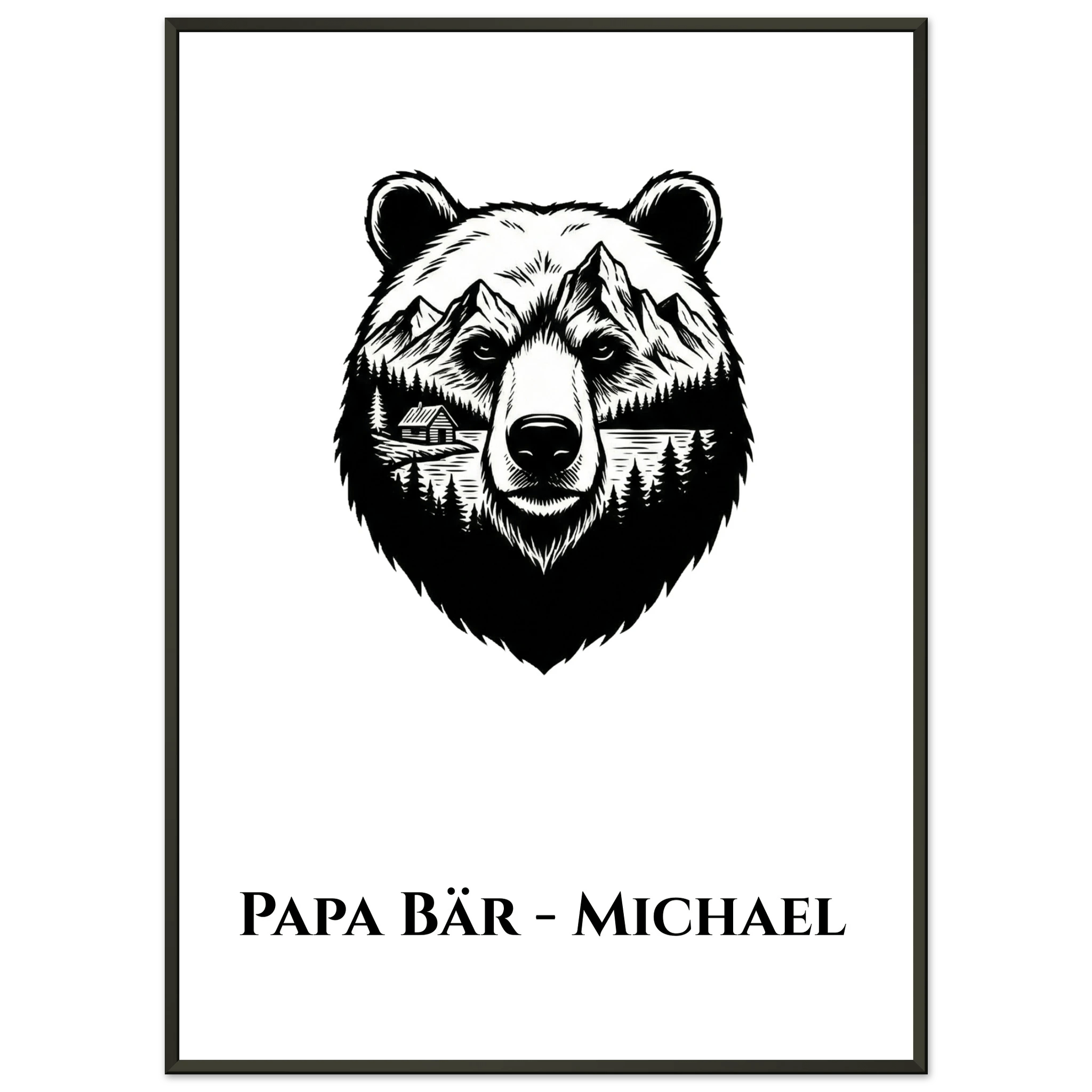 Bären Poster mit Wunschtext – Papa Bär Geschenkidee – Premium Rahmen - Made By Request Store