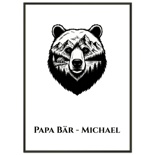 Bären Poster mit Wunschtext – Papa Bär Geschenkidee – Premium Rahmen - Made By Request Store