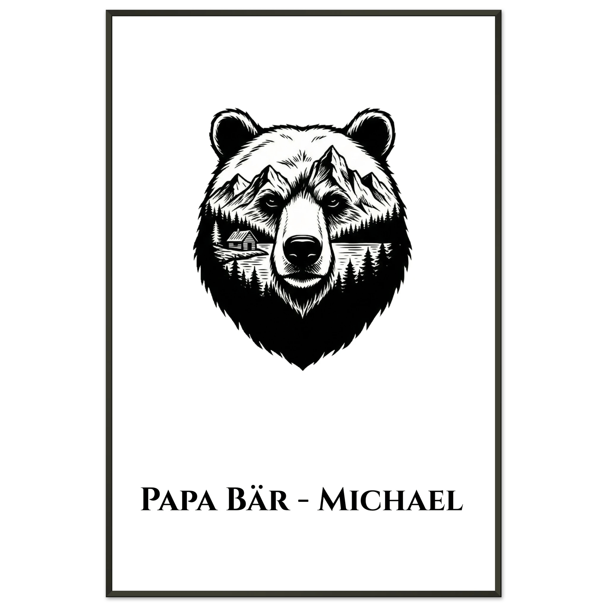 Bären Poster mit Wunschtext – Papa Bär Geschenkidee – Premium Rahmen - Made By Request Store
