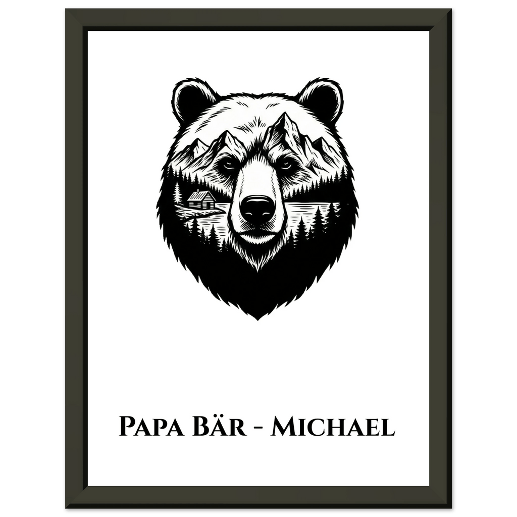 Bären Poster mit Wunschtext – Papa Bär Geschenkidee – Premium Rahmen - Made By Request Store
