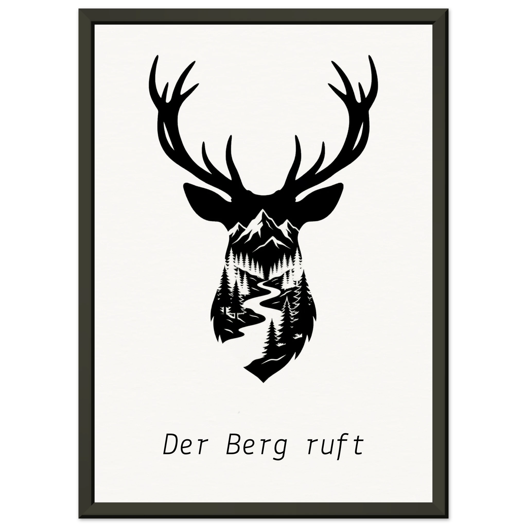Hirsch Poster mit Wunschtext – Der Berg ruft – Premium Qualitätsdruck - Made By Request Store
