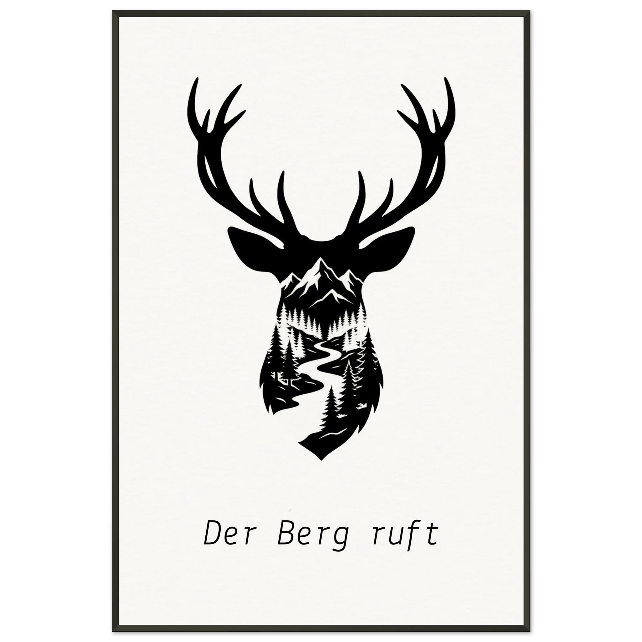 Hirsch Poster mit Wunschtext – Der Berg ruft – Premium Qualitätsdruck - Made By Request Store