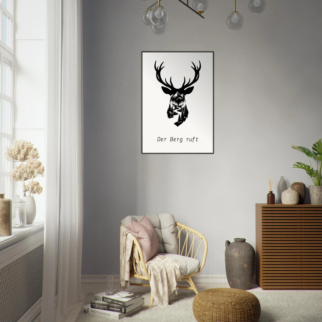 Hirsch Poster mit Wunschtext – Der Berg ruft – Premium Qualitätsdruck - Made By Request Store