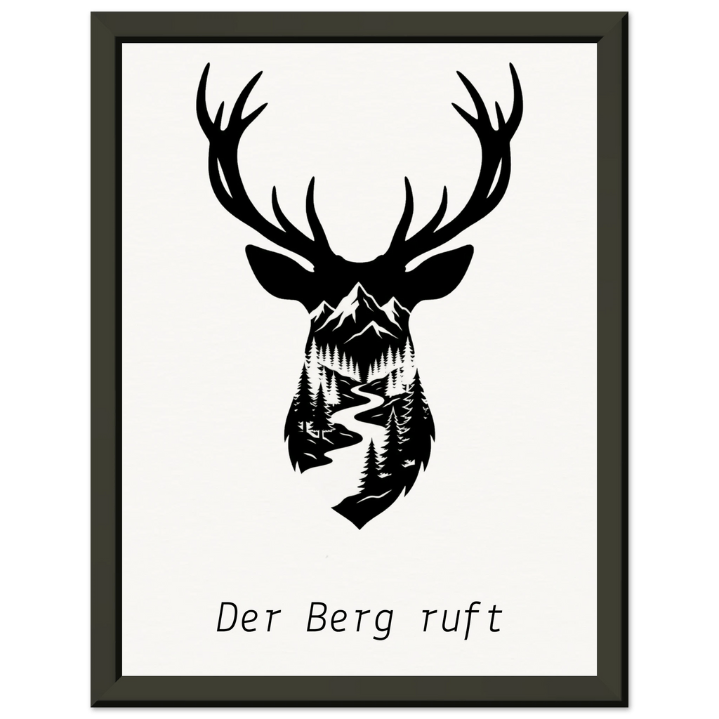 Hirsch Poster mit Wunschtext – Der Berg ruft – Premium Qualitätsdruck - Made By Request Store