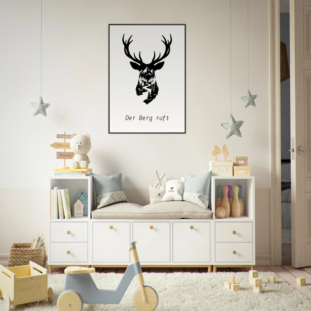 Hirsch Poster mit Wunschtext – Der Berg ruft – Premium Qualitätsdruck - Made By Request Store