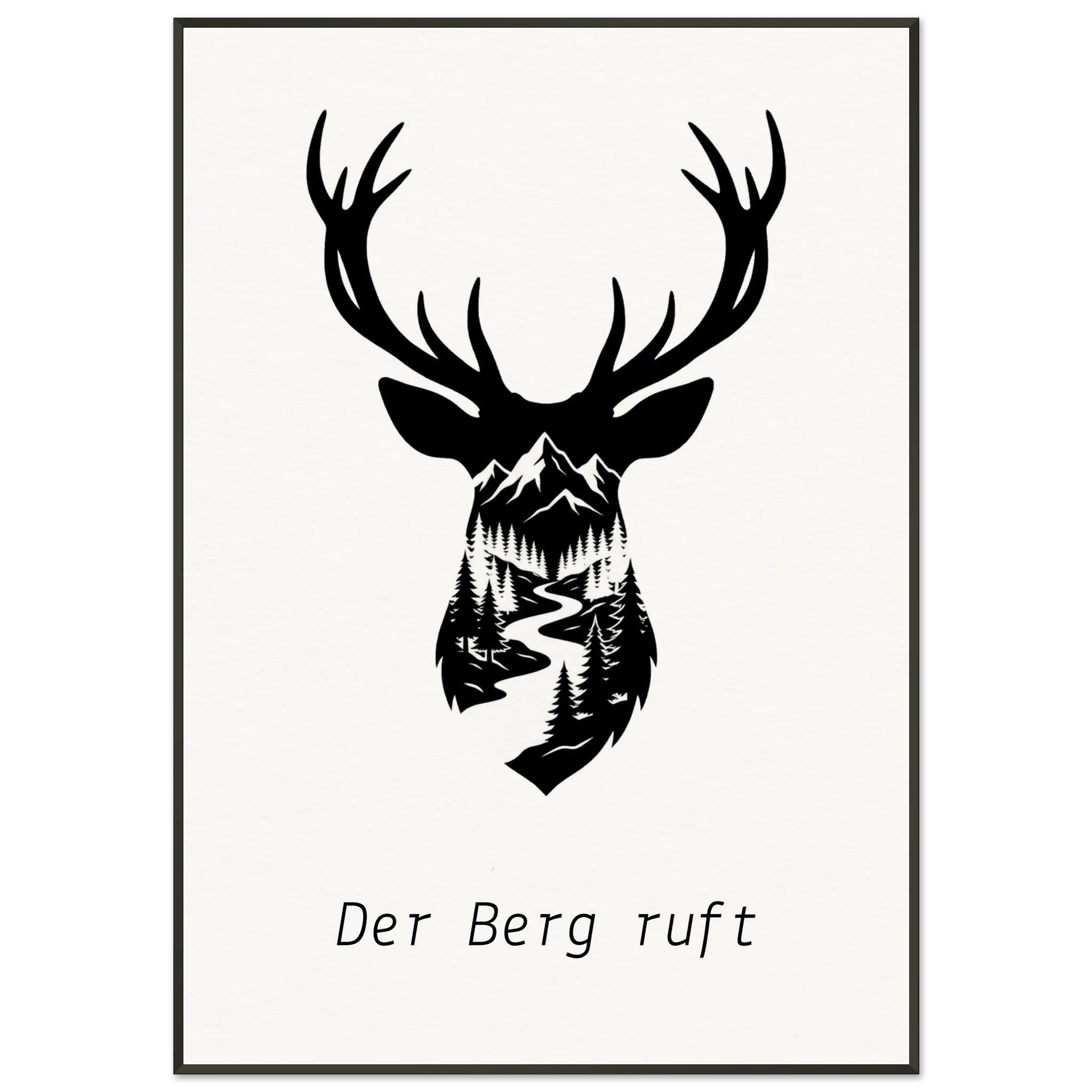 Hirsch Poster mit Wunschtext – Der Berg ruft – Premium Qualitätsdruck - Made By Request Store