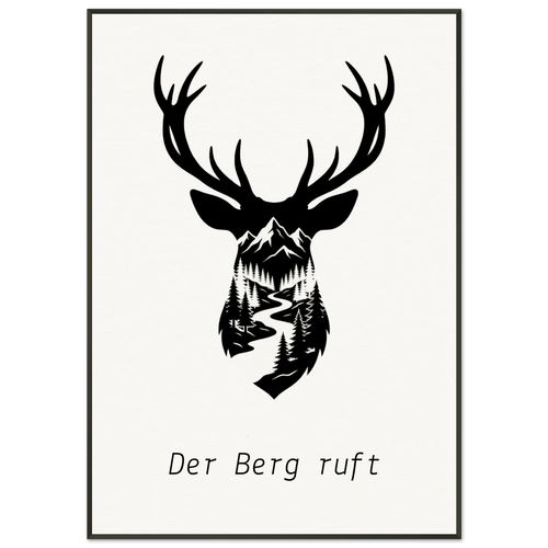 Hirsch Poster mit Wunschtext – Der Berg ruft – Premium Qualitätsdruck - Made By Request Store