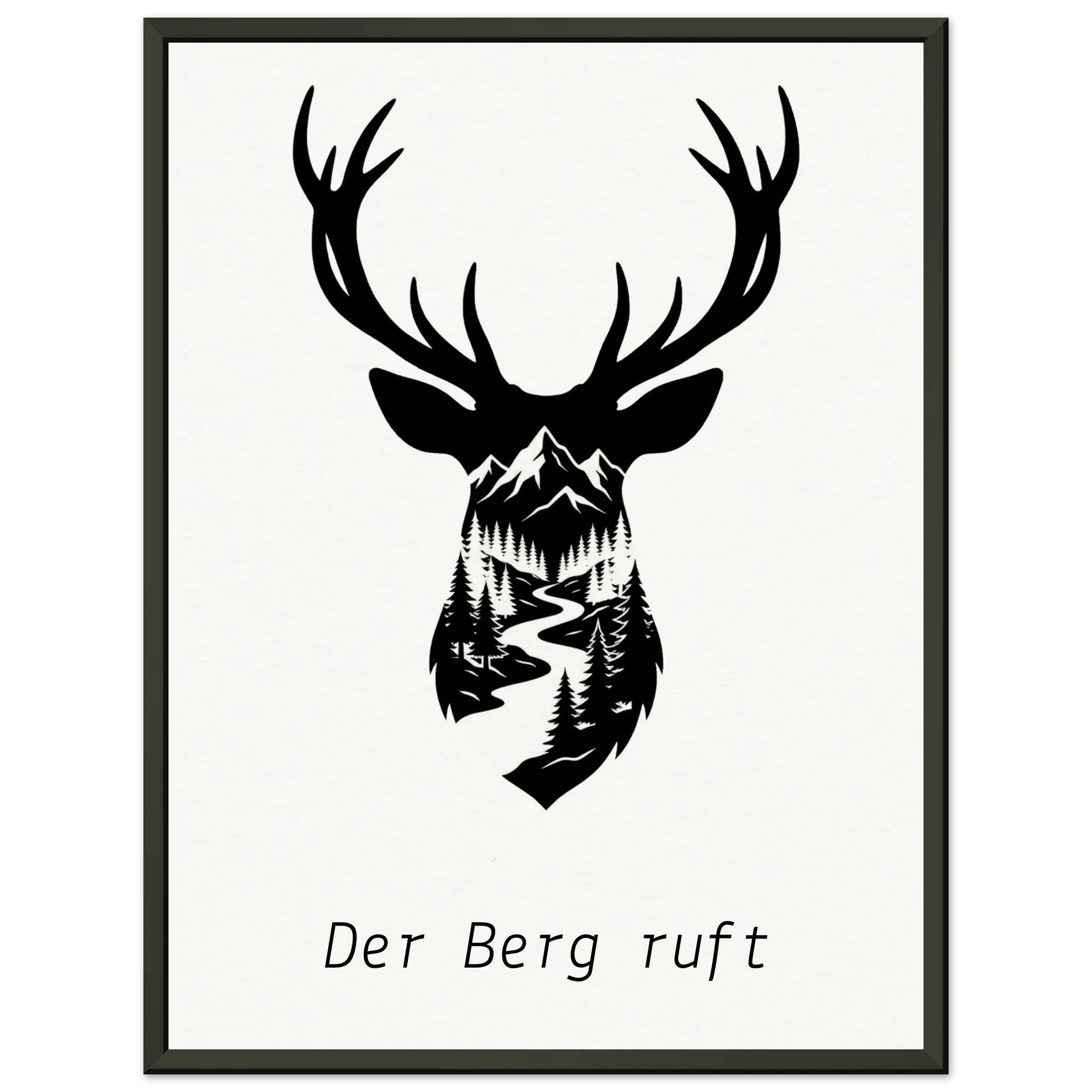 Hirsch Poster mit Wunschtext – Der Berg ruft – Premium Qualitätsdruck - Made By Request Store