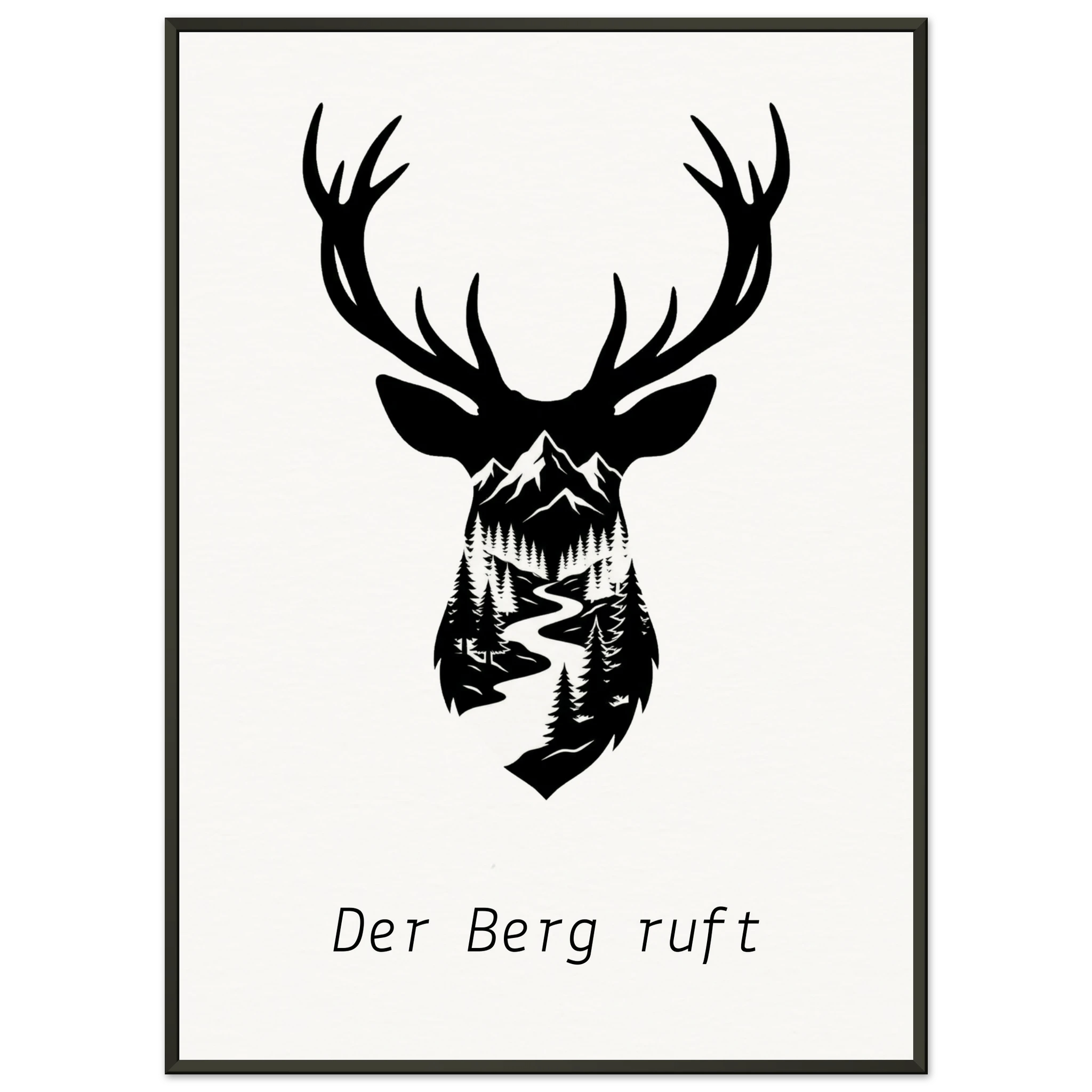 Hirsch Poster mit Wunschtext – Der Berg ruft – Premium Qualitätsdruck - Made By Request Store