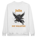 Personalisierbarer Walküre Pullover – Kriegerin auf Pegasus mit Wunschtext - Made By Request Store
