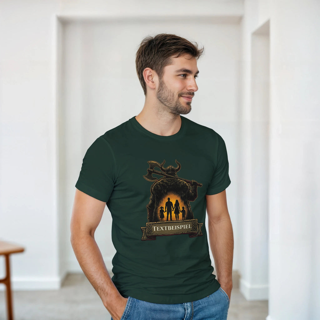 Personalisierbares Wikinger T-Shirt – Beschützer der Familie – 100% Baumwolle Herren Shirt - Made By Request Store