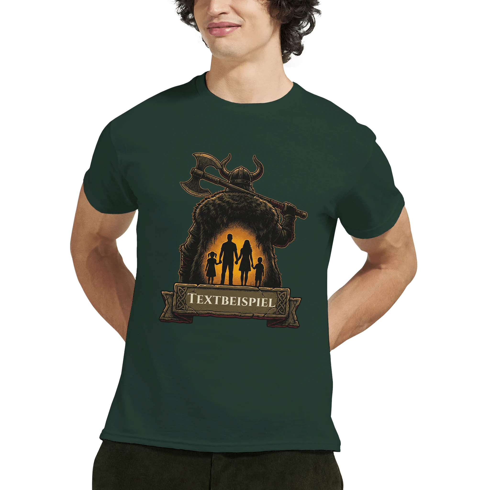 Personalisierbares Wikinger T-Shirt – Beschützer der Familie – 100% Baumwolle Herren Shirt - Made By Request Store
