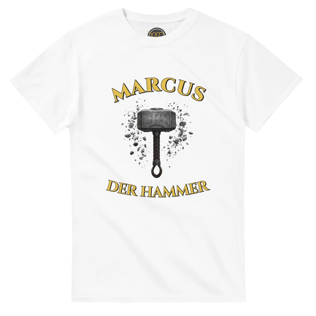 Personalisierbares Wikinger T-Shirt – Thors Hammer (Mjölnir) mit Wunschtext - Made By Request Store