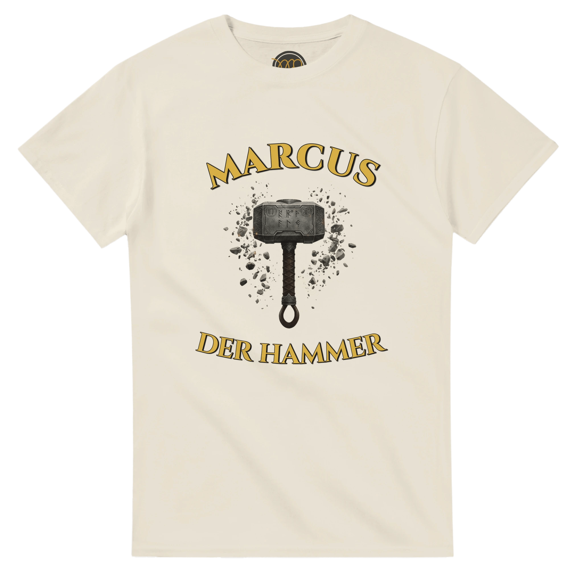 Personalisierbares Wikinger T-Shirt – Thors Hammer (Mjölnir) mit Wunschtext - Made By Request Store
