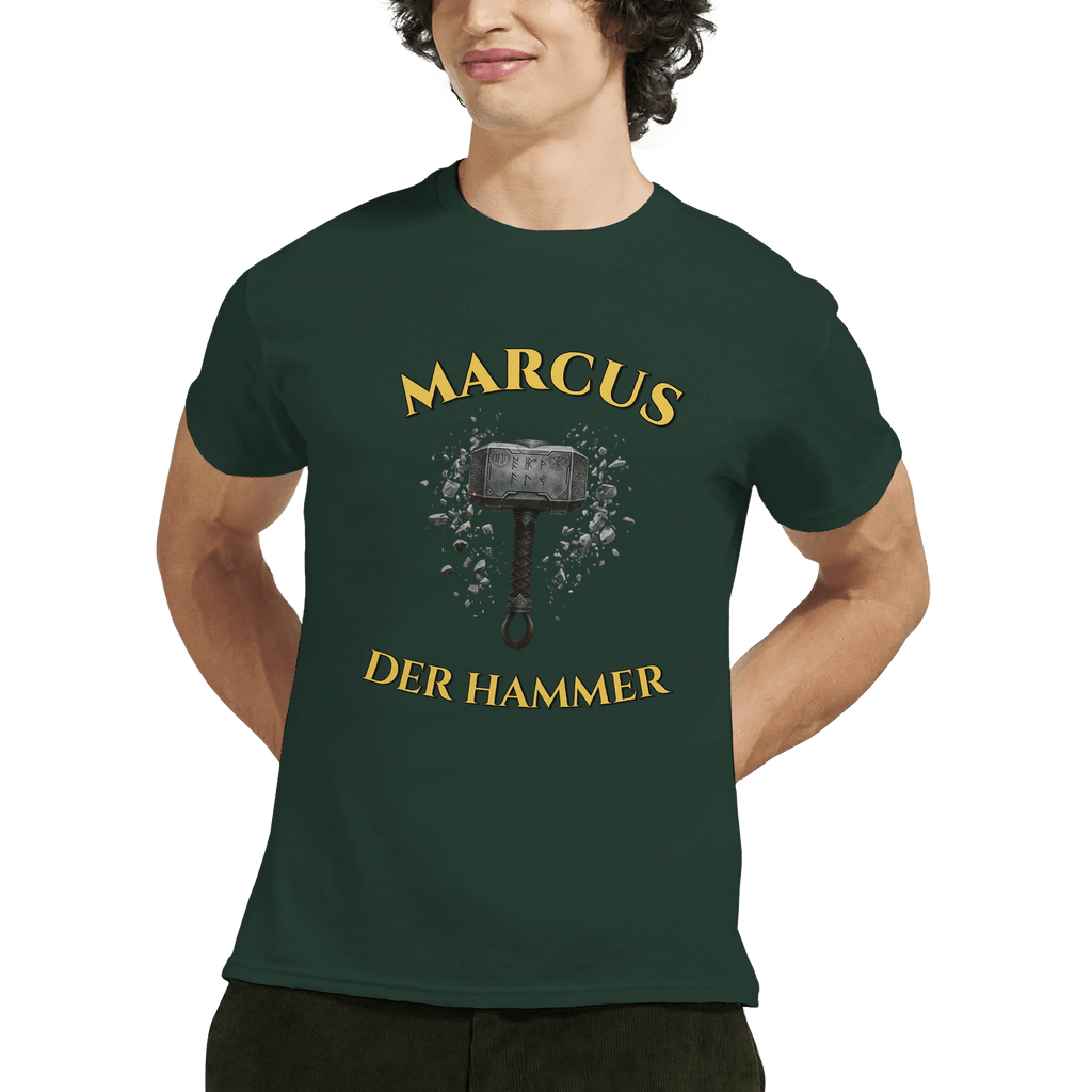Personalisierbares Wikinger T-Shirt – Thors Hammer (Mjölnir) mit Wunschtext - Made By Request Store