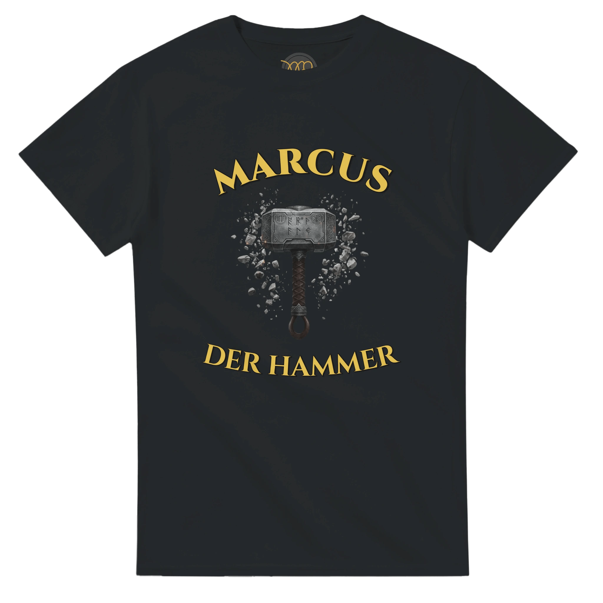 Personalisierbares Wikinger T-Shirt – Thors Hammer (Mjölnir) mit Wunschtext - Made By Request Store