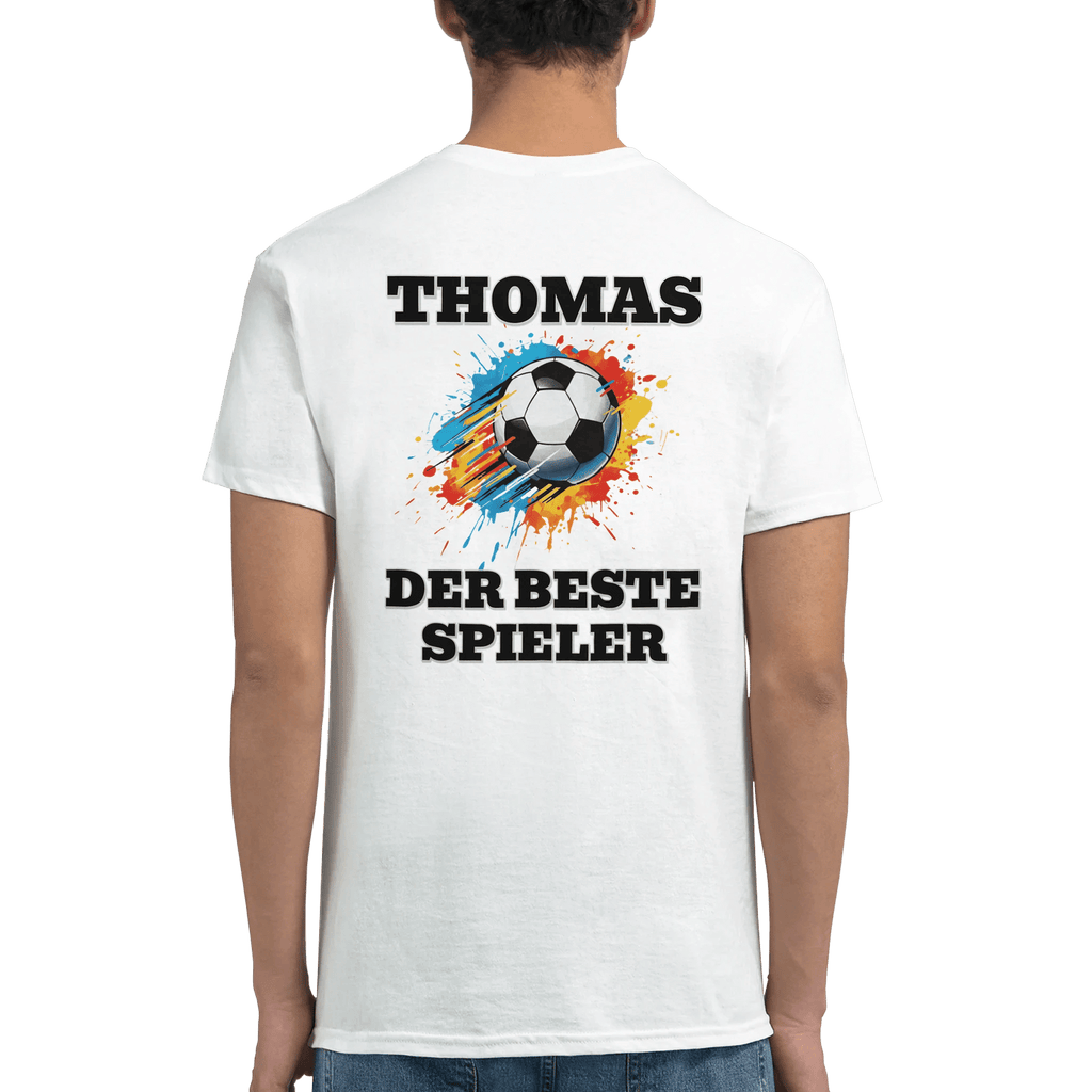 Personalisiertes Premium Fußball - T-Shirt (Vorne & Hinten) | Name & Nummer | „Der beste Spieler“ - Made By Request Store