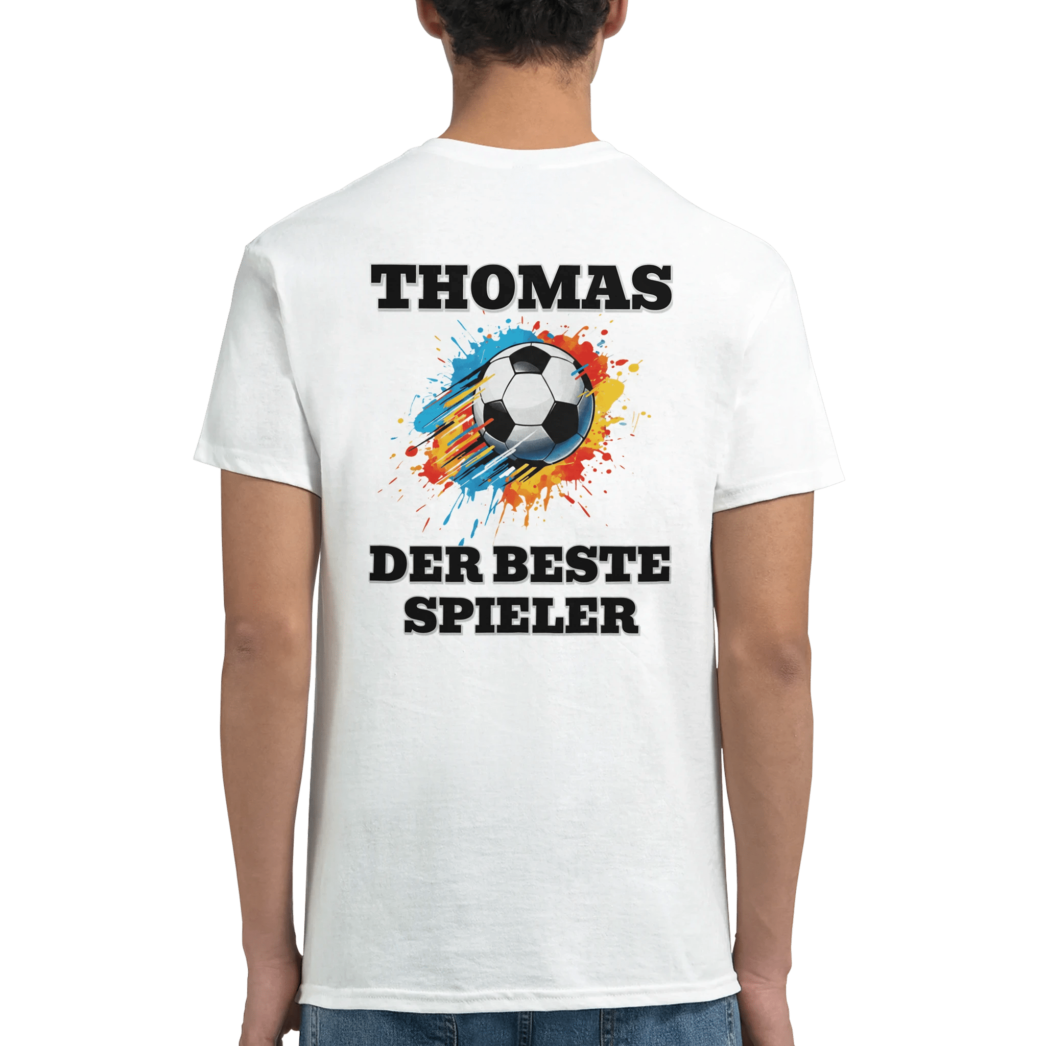 Personalisiertes Premium Fußball - T-Shirt (Vorne & Hinten) | Name & Nummer | „Der beste Spieler“ - Made By Request Store
