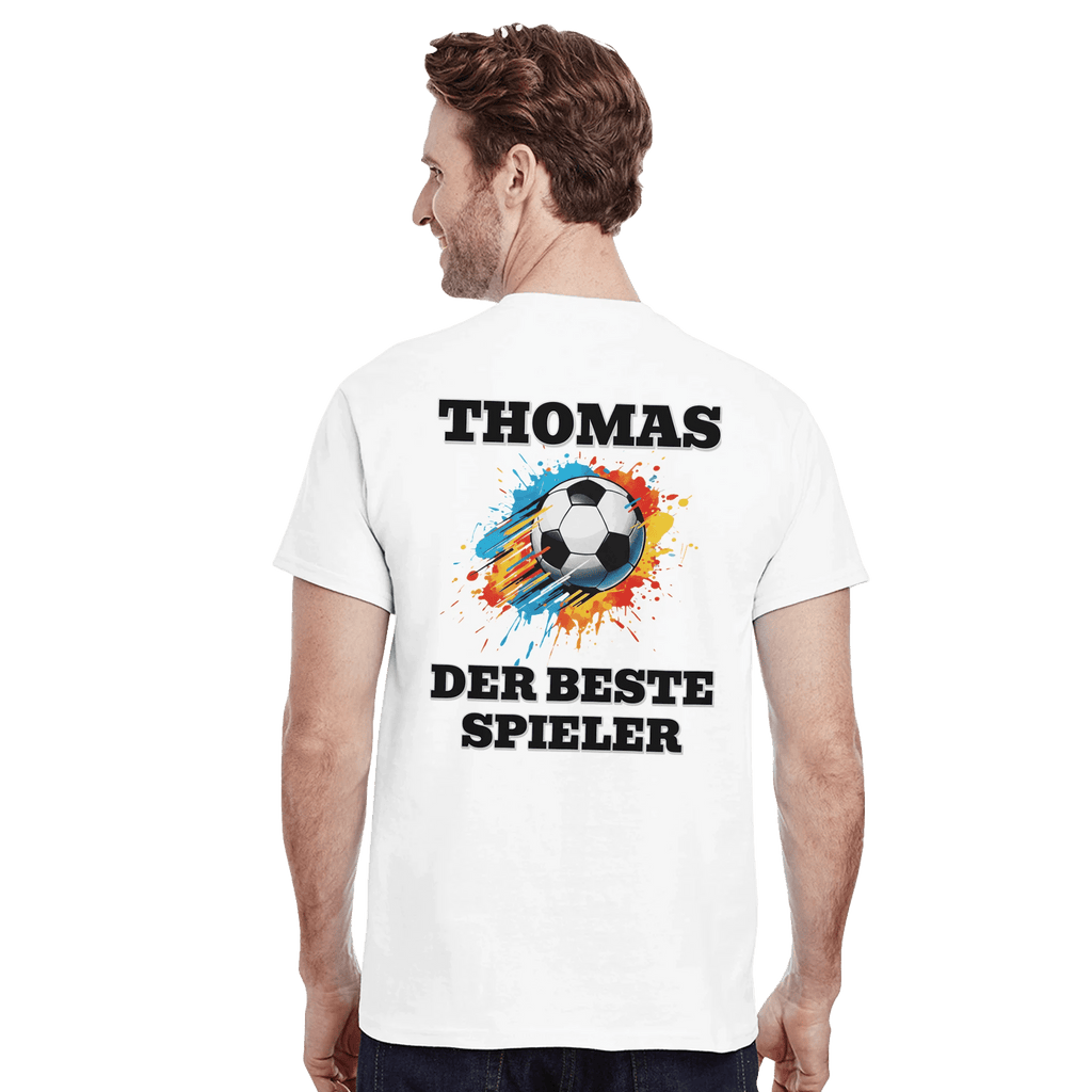 Personalisiertes Premium Fußball - T-Shirt (Vorne & Hinten) | Name & Nummer | „Der beste Spieler“ - Made By Request Store