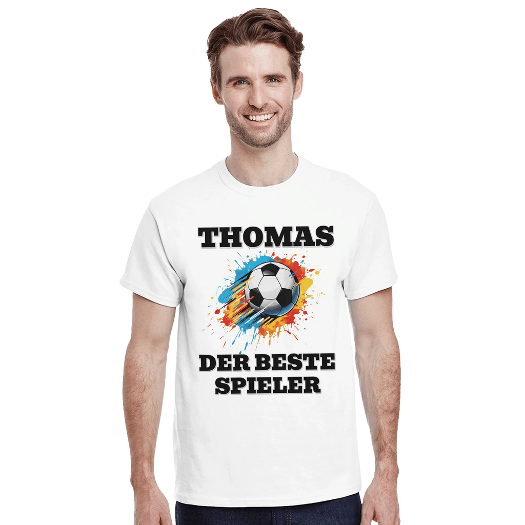 Personalisiertes Premium Fußball - T-Shirt (Vorne & Hinten) | Name & Nummer | „Der beste Spieler“ - Made By Request Store