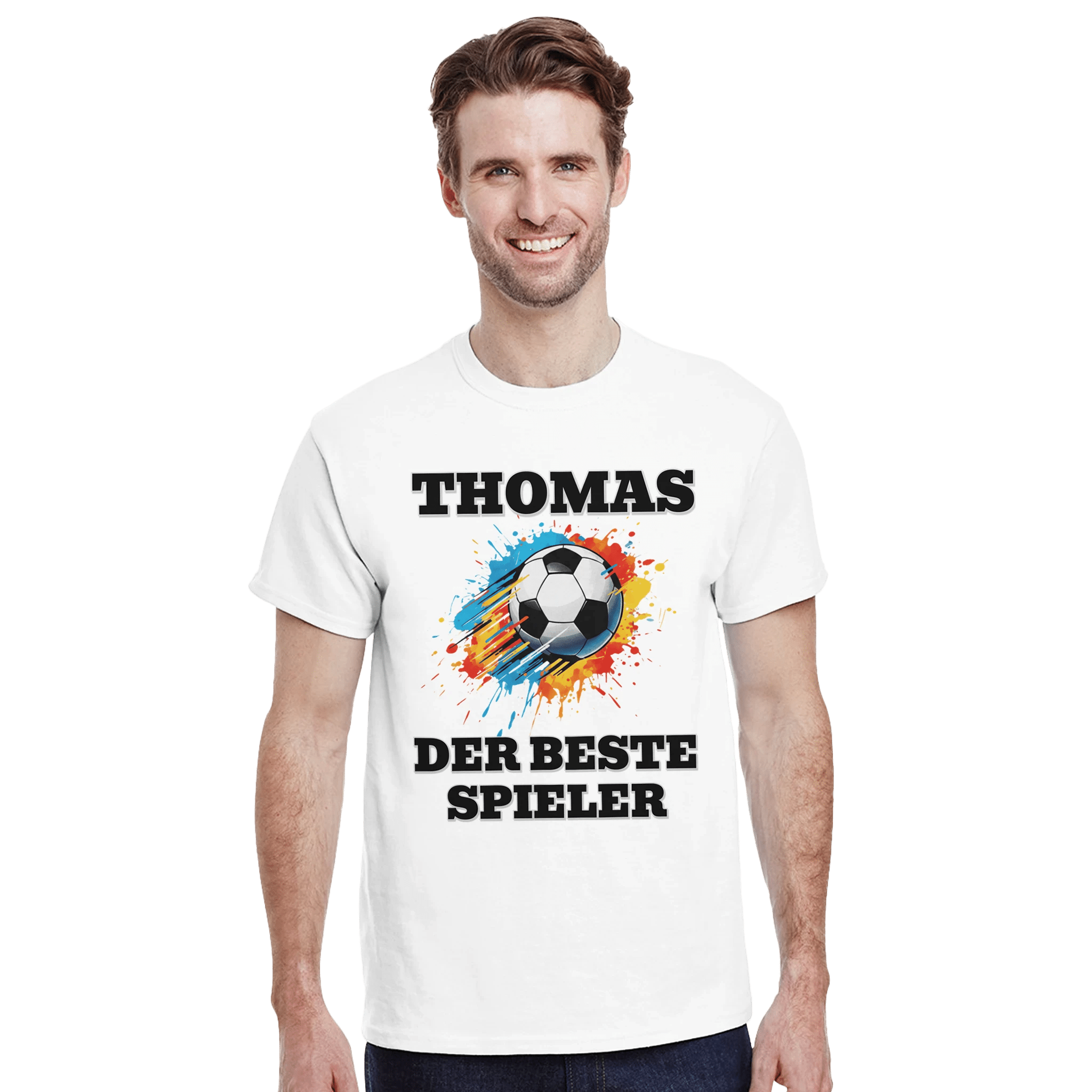 Personalisiertes Premium Fußball - T-Shirt (Vorne & Hinten) | Name & Nummer | „Der beste Spieler“ - Made By Request Store