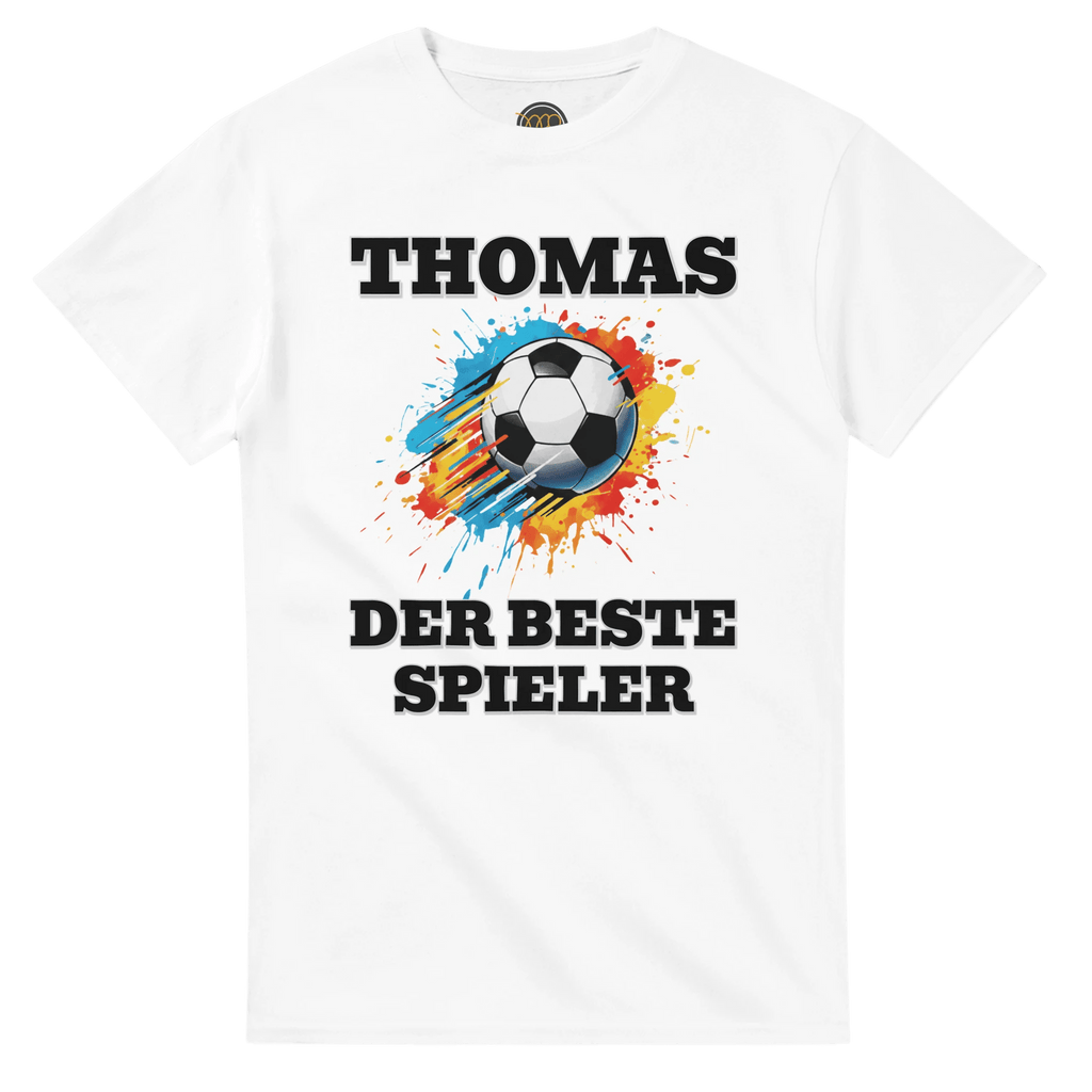 Personalisiertes Premium Fußball - T-Shirt (Vorne & Hinten) | Name & Nummer | „Der beste Spieler“ - Made By Request Store