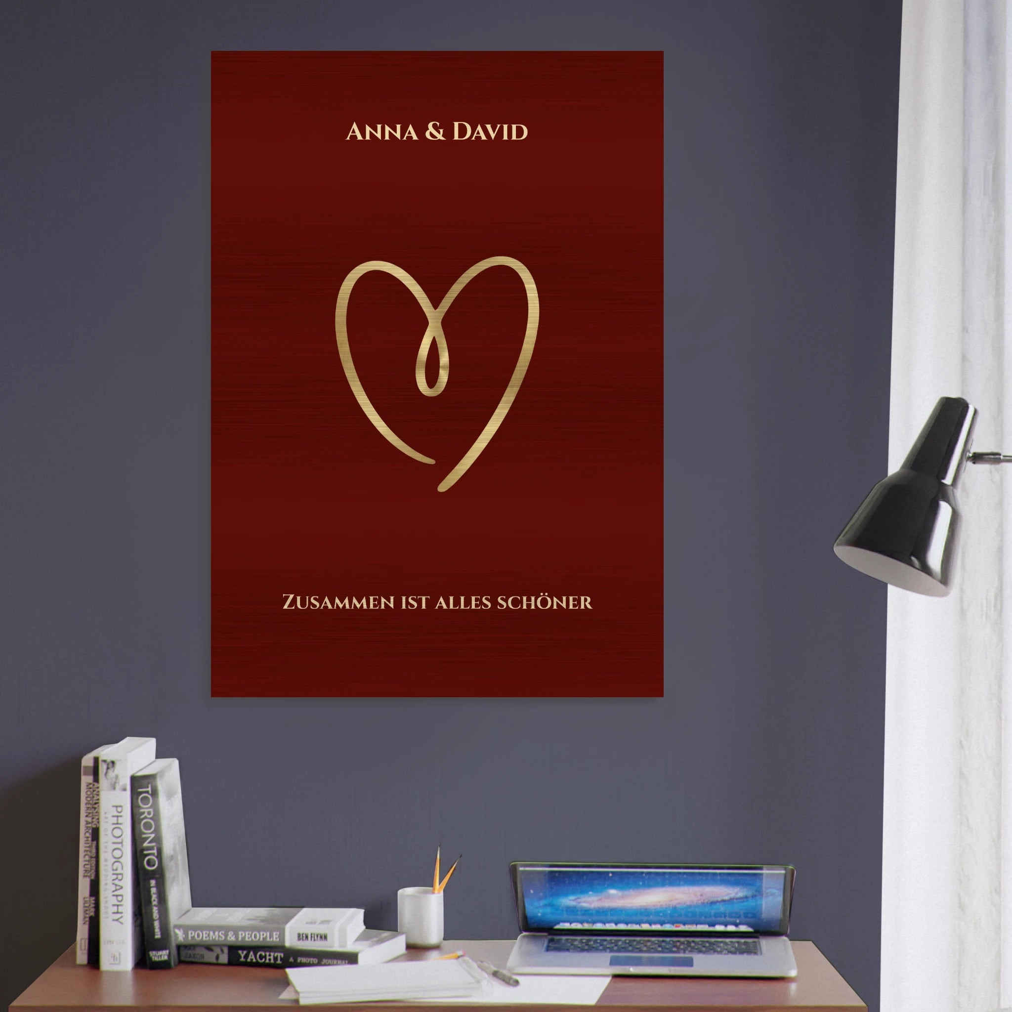 Personalisiertes Premium - Wandbild auf gebürstetem Aluminium – Exklusiver Metalldruck mit Wunschnamen & Text - Made By Request Store