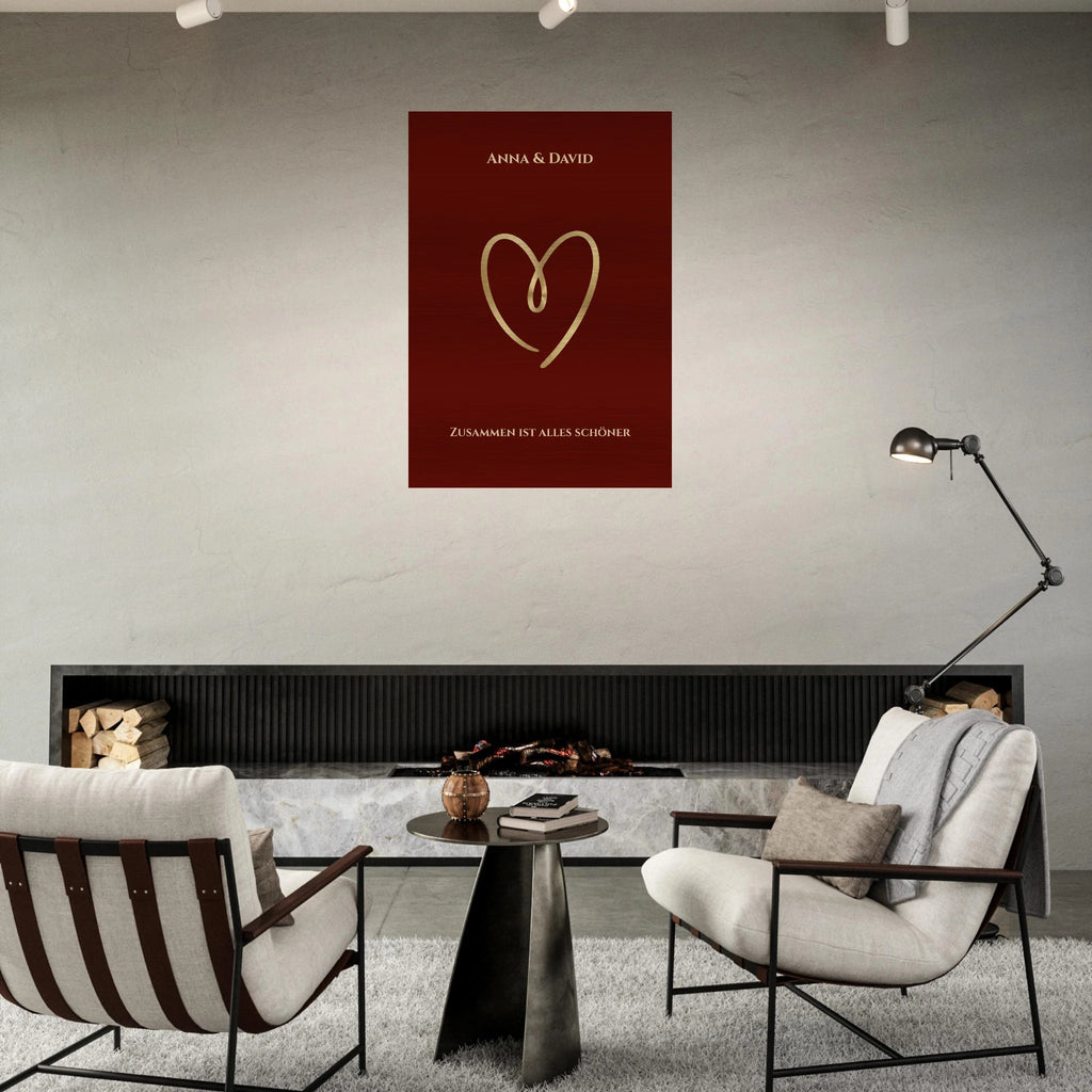 Personalisiertes Premium - Wandbild auf gebürstetem Aluminium – Exklusiver Metalldruck mit Wunschnamen & Text - Made By Request Store