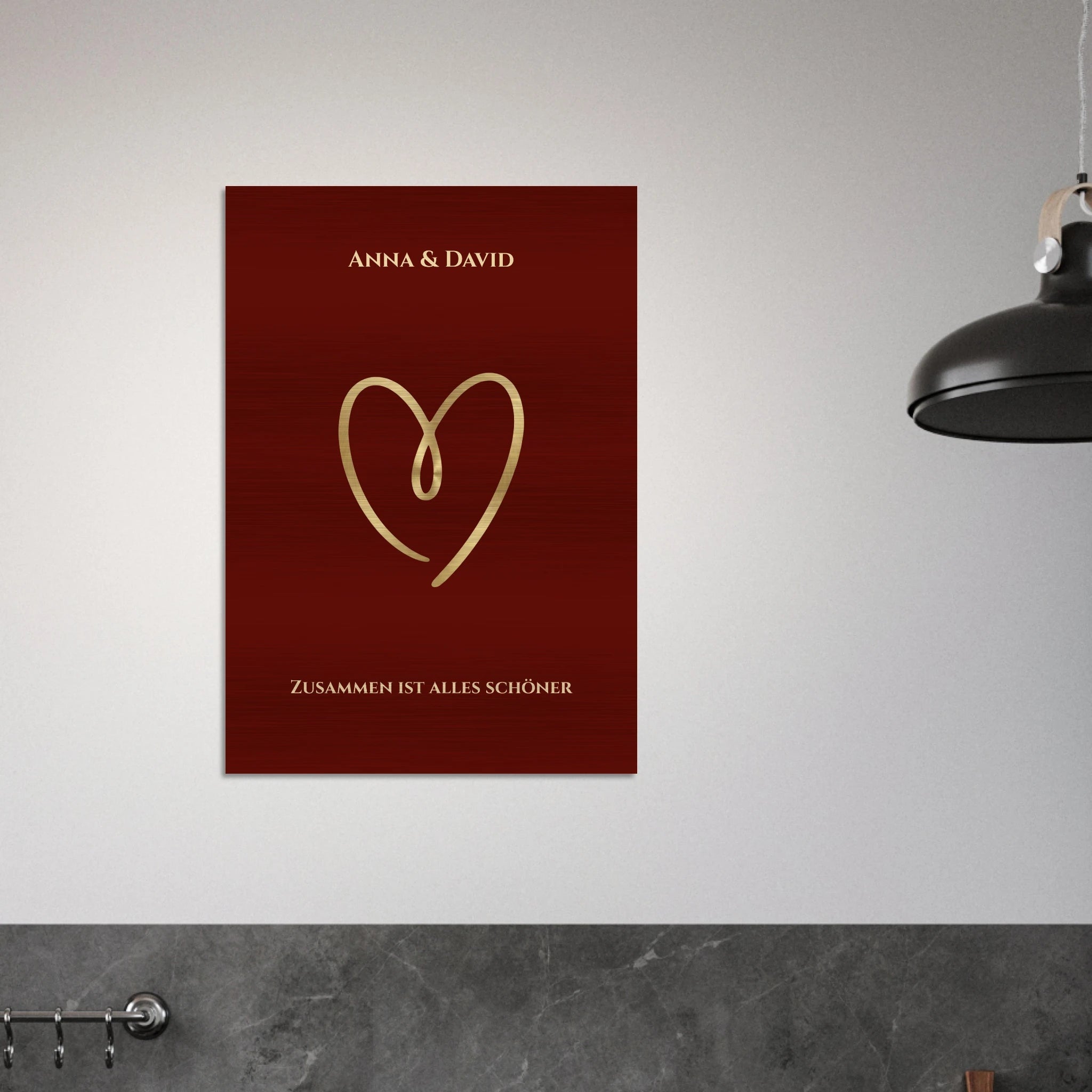 Personalisiertes Premium - Wandbild auf gebürstetem Aluminium – Exklusiver Metalldruck mit Wunschnamen & Text - Made By Request Store