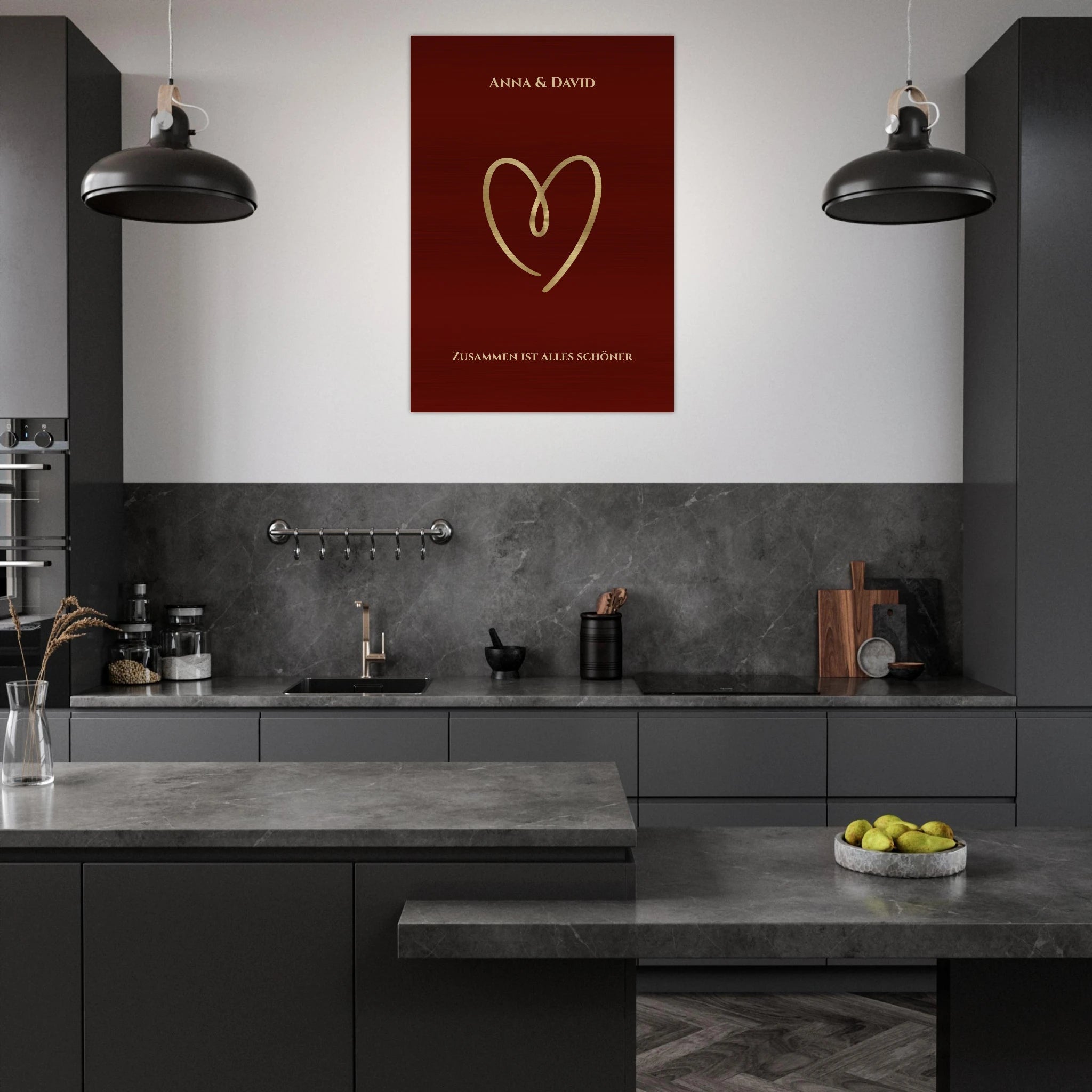 Personalisiertes Premium - Wandbild auf gebürstetem Aluminium – Exklusiver Metalldruck mit Wunschnamen & Text - Made By Request Store