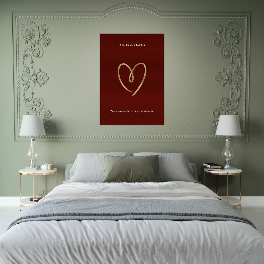 Personalisiertes Premium - Wandbild auf gebürstetem Aluminium – Exklusiver Metalldruck mit Wunschnamen & Text - Made By Request Store