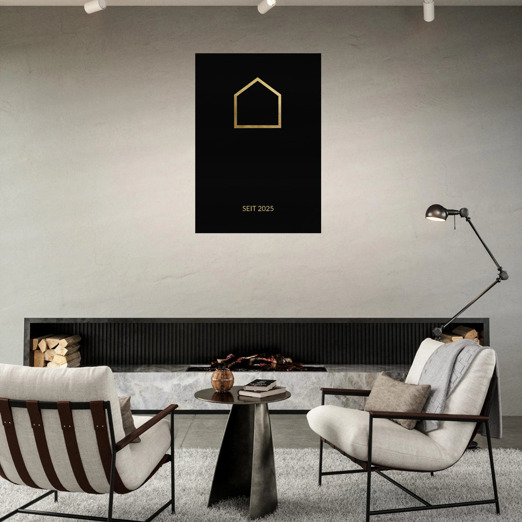 Premium Familienschild auf gebürstetem Aluminium – Personalisiertes Design Schwarz Gold – Modernes Industrial Wandbild - Made By Request Store