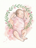 Personalisiertes Baby Aquarell nach Foto – Digitaler Download mit Name & Geburtsdaten