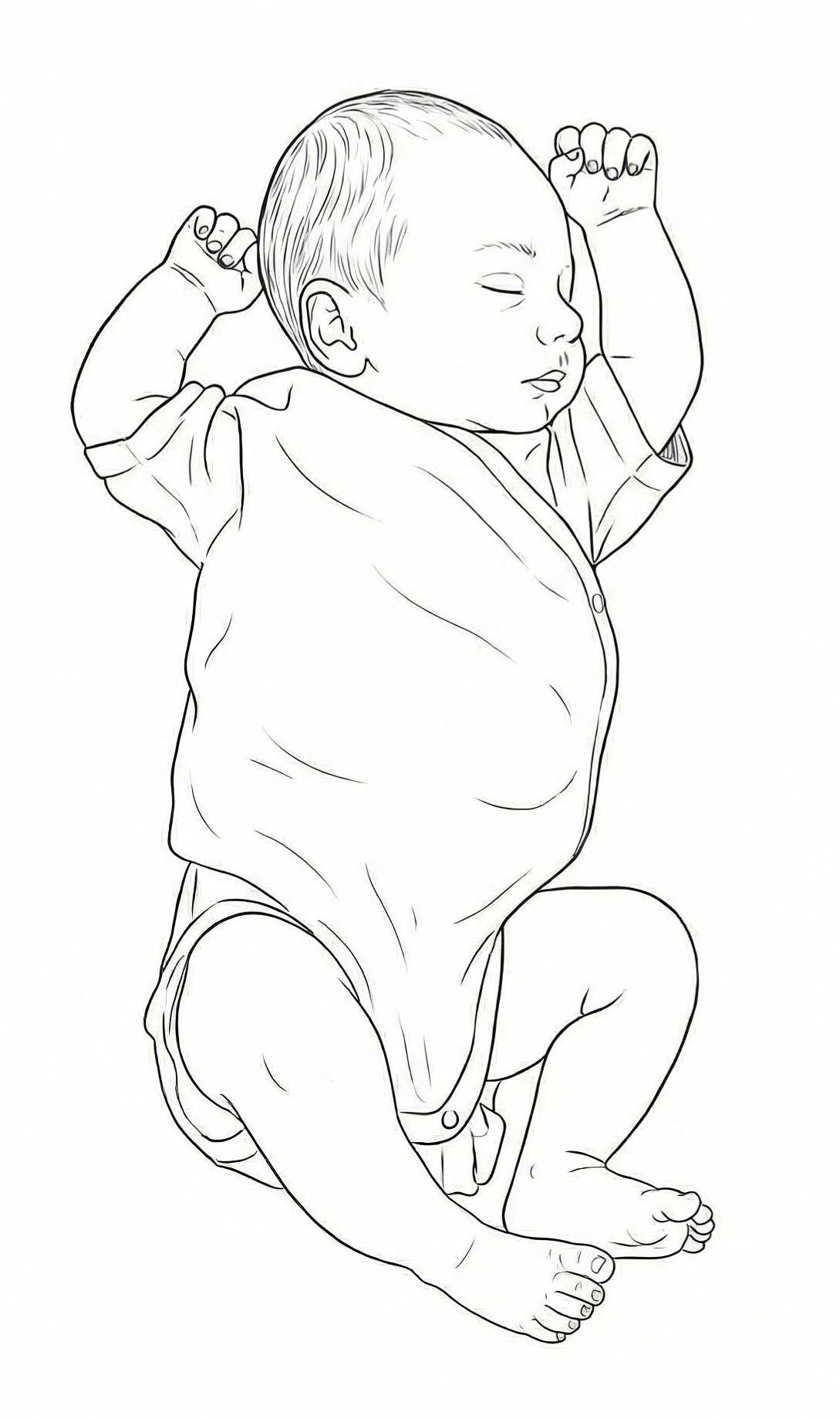 Personalisiertes Baby Aquarell nach Foto – Digitaler Download mit Name & Geburtsdaten