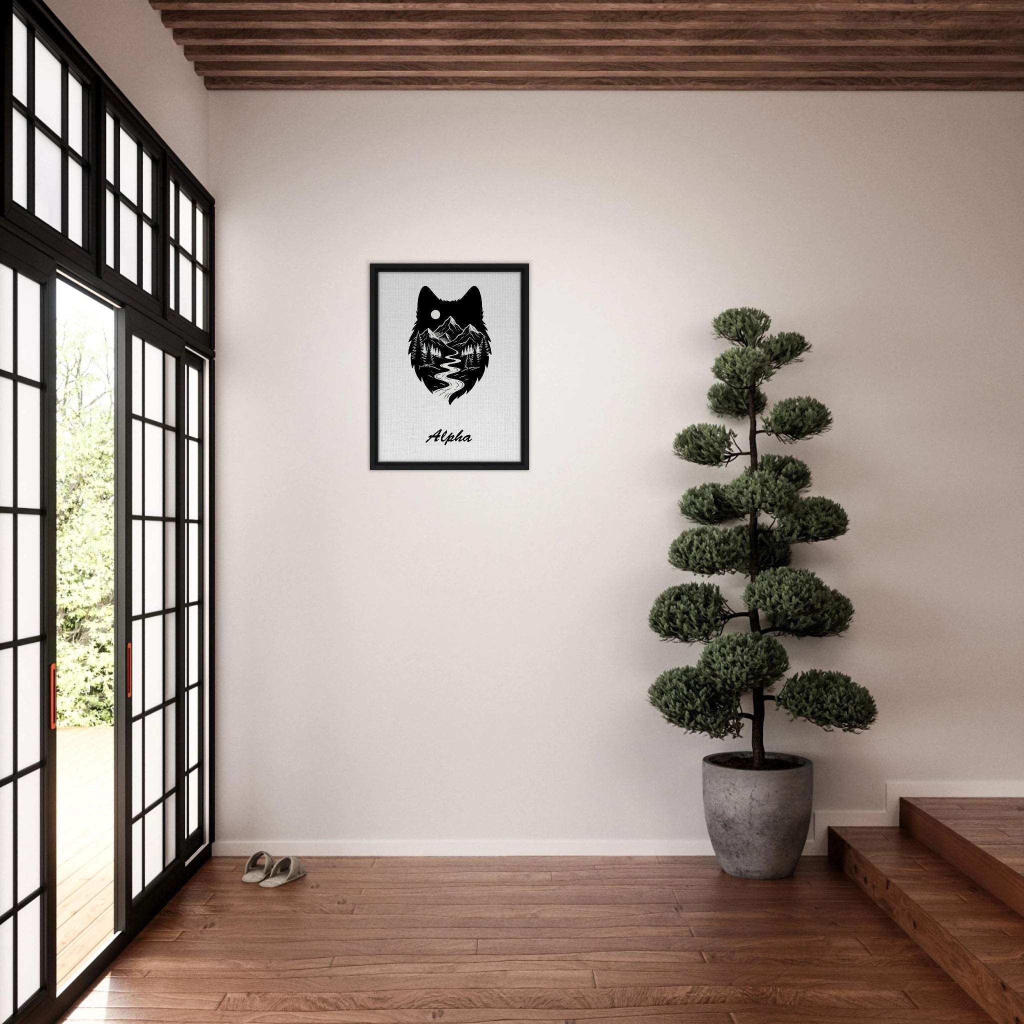 Wolf Wandbild auf Leinwand – Personalisiertes Geschenk – Motiv Nacht & Berge - Made By Request Store